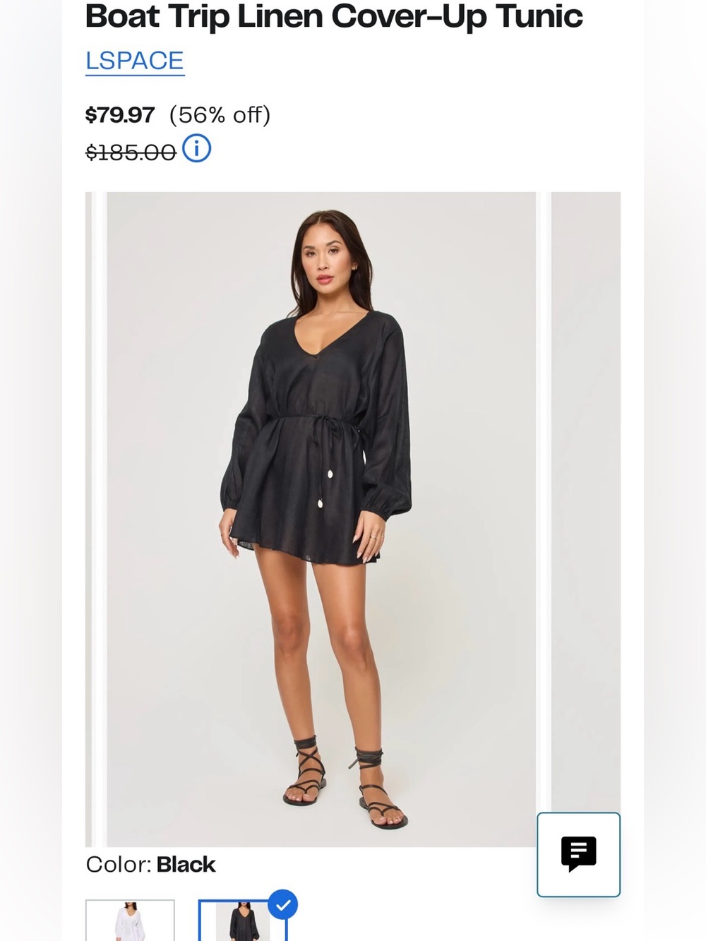 L*Space Black Boat Trip Linen Cover-Up Tunic